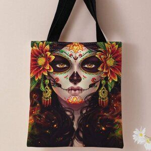 Day of the Dead Sugarskull Woman Shopping Tote Reusable NWT